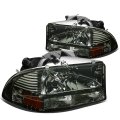 Pair Of Smoked Housing Amber Corner Bumper Headlight Lamps Compatible With Dodge Dakota Durango 97-04