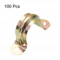 Uxcell 1inch Rigid Pipe Strap 2 Holes Tube Straps Iron Tension Clip Clamp 100pcs