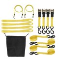 Yellow 4 Pcs Ratchet Tie Down Straps 15 Ft 2200 Lbs Break Strength Replacement For Moving Cargo Appliances Lawn Equipment