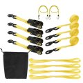 Yellow 4 Pcs Ratchet Tie Down Straps 15 Ft 2200 Lbs Break Strength Replacement For Moving Cargo Appliances Lawn Equipment