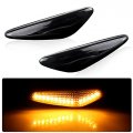 Apmat 2pcs Dark Smoked Lens Full Led Amber Front Fender Side Marker Light Replacement For Turn Signal Lamp Assembly Fiat Mazda 