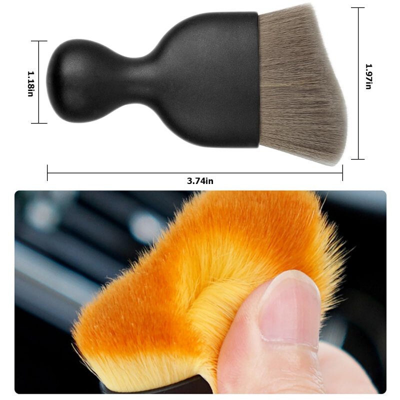 Car Interior Detailing Brush Soft Synthetic Hair Cleaning Tool For Vehicle Dashboard Air Conditioner Vents And Leather Curved