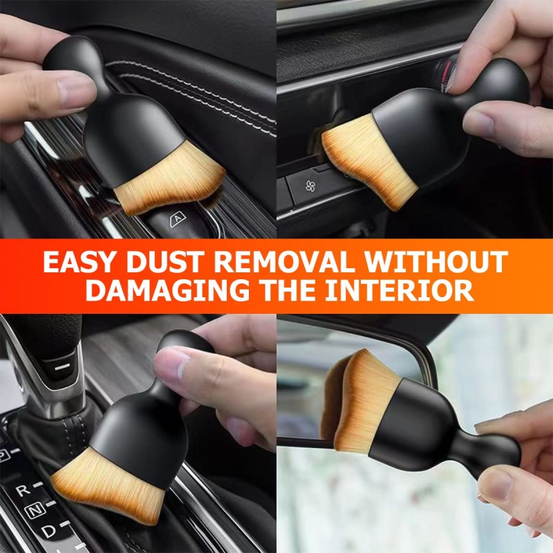Car Interior Detailing Brush Soft Synthetic Hair Cleaning Tool For Vehicle Dashboard Air Conditioner Vents And Leather Curved
