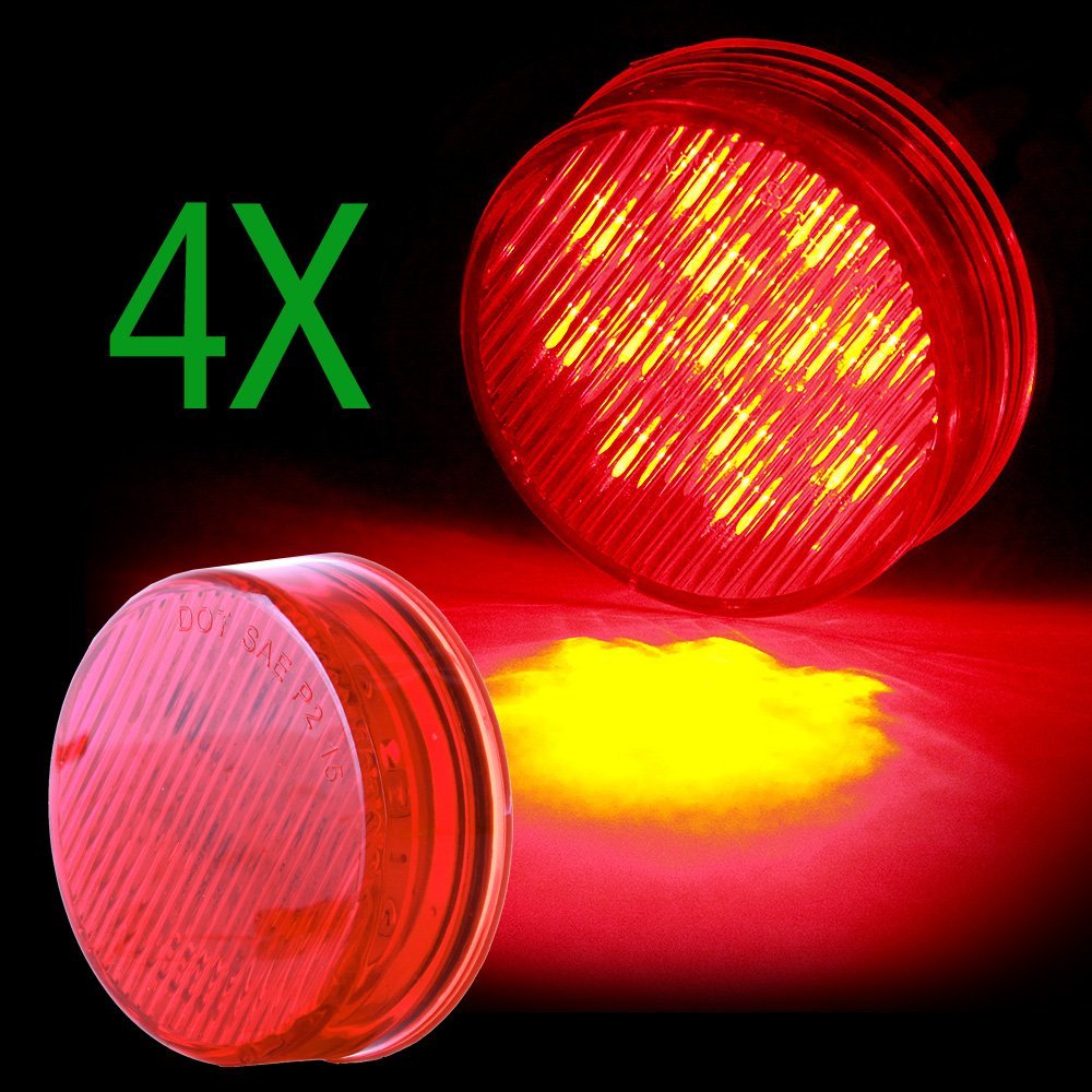Red 2 5 In Round Led Side Marker Lights For Truck And Trailer Flush Mount Lamps Pack Of 4pcs