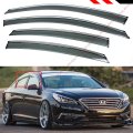 Cuztom Tuning Premium Smoke Tinted Window Visor Rain Guard With Clips And Chrome Trim Compatible 2015-2019 Hyundai Sonata Sedan