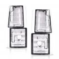 Corner Signal Side Marker Lamps For 94-99 Chevy C K 1500 2500 3500 Suburban 95-99 Tahoe 94 Full Size Blazer Clear Lens Chrome 