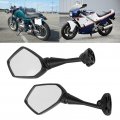 Side Mirrors Pair Motorcycle Handlebar Black Abs Glass Lens Aluminum Alloy Rear