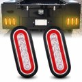 6 Oval Amber Led Trailer Tail Lights 2pcs Aaiwa Turn Stop Brake For Rv Truck With Surface Mount Grommet 