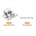 Uxcell 4 Set Double Roller Catch Cabinet Latch Hardware Fitting For Cupboard Closet Furniture Door Silver