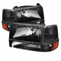 Xtune For Ford F150 1992-1996 Headlights Pair W Corner Bumper 6pcs Amber Black  