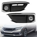 Fog Light Lamp Assembly Passenger And Driver Side Replacement For Civic Coupe Sedan 2019 2020 With H8 Bulbs Front Bumper Covers 