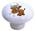 Set Of 2 Baby Bull Big Eyes Ceramic Cabinet Drawer Pull Knobs 