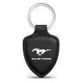 Ford Mustang Black Shield-shape Style Genuine Leather Key Chain Official Licensed