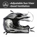 Tcmt Dot Youth Kids Motocross Offroad Street Helmet Black Skull Motorcycle Dirt Bike Atv Goggles Gloves L
