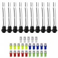 X Autohaux 35pcs Multicolor Light T10 Dashboard Gauge Indicator Led Wedge Lamp Bulbs With Socket Wiring Harness Connector For 