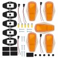 Autokay 5pcs Cab Roof Light Marker Amber Covers W Base Housing Fits For Ford F-150 73-97
