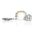 Baron-jewelry Elegant Crystal And Pearl Two-sided Heart Key Chain Embellished With Crystals 