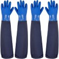 2 Pairs Long Gloves Extra-long 27 5 Inch Rubber Waterproof Pvc Reusable Cuff Heavy Duty Anti-skid Acid-alkali And Oil For 