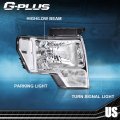 G-plus Headlights Assembly Compatible With 2009 2010 2011 2012 2013 F150 Bumper Headlamp Smokya Lensa Chrome Housinga Ambera