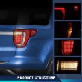 Tail Light Taillight Assembly Left Driver Side W Bulbs Wiring Harness For Ford Explorer 2016-2019 Black Out Red Lens Rear Brake