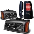 Compatible With Chevy Silverado Gmt800 2pc Pair Of Black Amber Corner Headlight Smoked Lens Led Tail Light