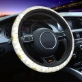 Ladybug Sitting White Daisy Steering Wheel Cover Universal 15 Inch Neoprene Car Protection Wrap Covers Fits Truck Suvs Car
