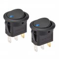 Uxcell Spst Boat Rocker Switch Led Light Dc 12v Toggle For Marine On Off 20a Blue 2pcs
