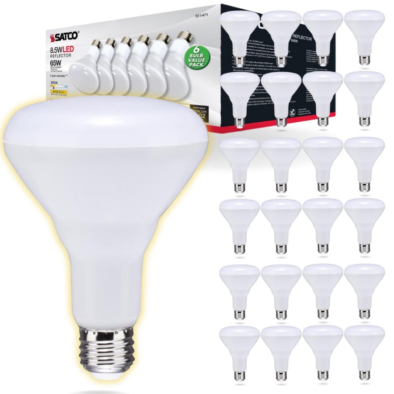 S11471 Br30 Led Reflector Bulbs 8 5 Watt 3000k Warm White 80 Cri Medium Base 120v Dimmable 24 Pack Of 6 Count Packets