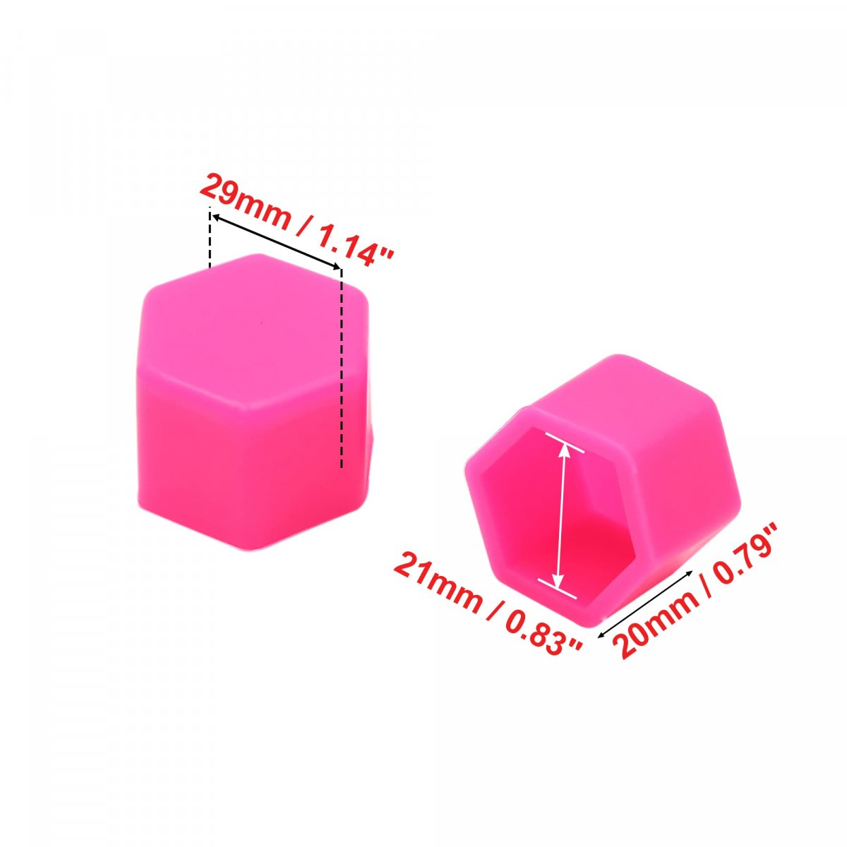 20pcs 21mm Rubber Car Wheel Tire Nut Screw Lug Dust Cover Caps Hub Protector Pink Universal Replacement