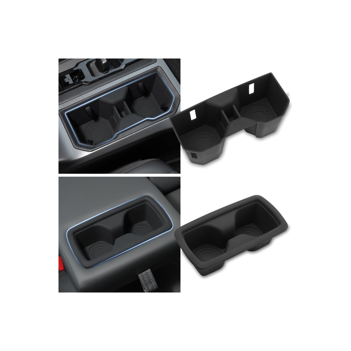 Cup Holder Inserts For 2026 Toyota Rav4 Anti Slip Waterproof Silicone Front And Rear Center Console Black 2 Pieces