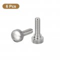 Uxcell M5x16mm Knurled Thumb Screws 6pcs Brass Bolts With Shoulder Grip Knobs Fasteners Silver Tone