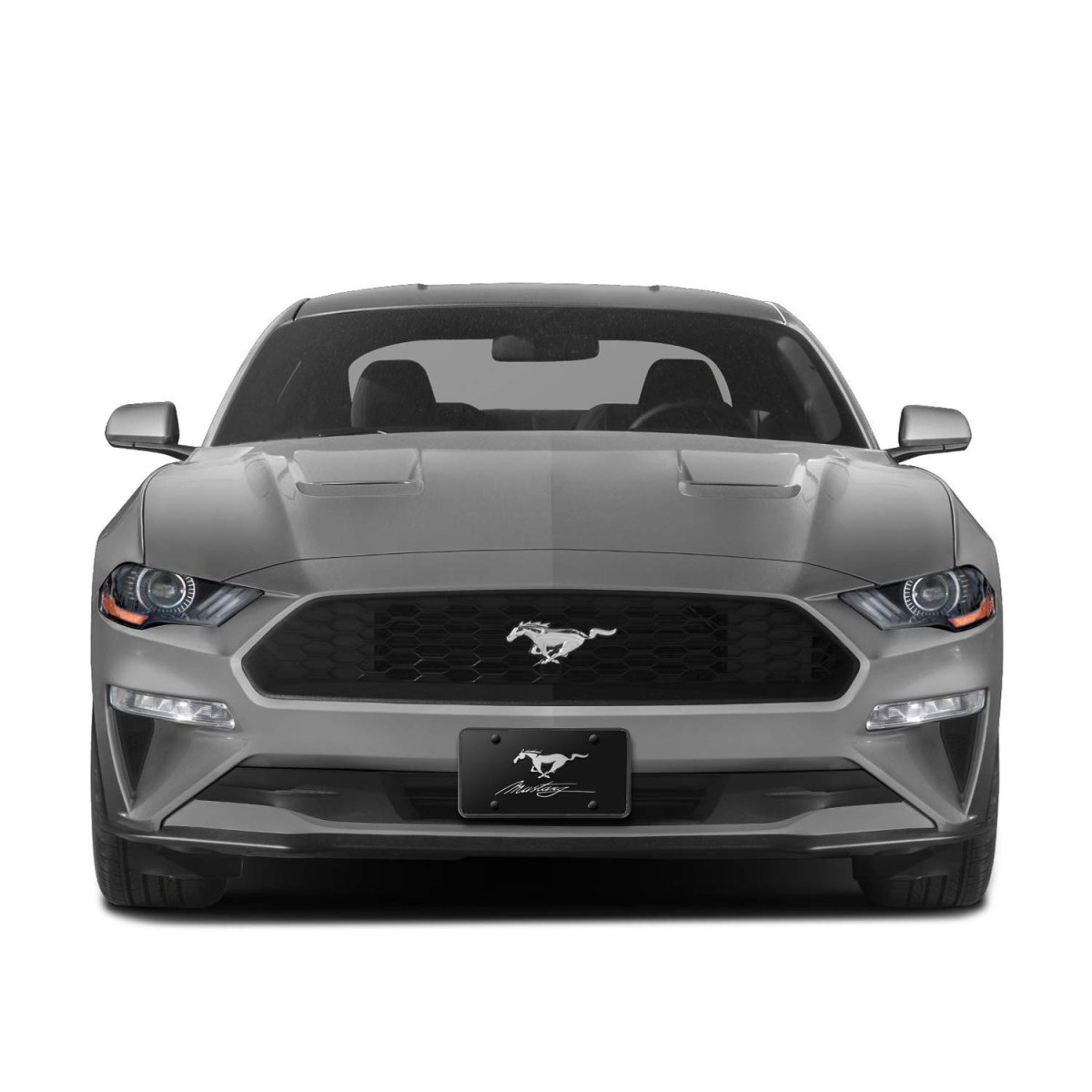 Ford Mustang Pony And Script 3d Logo Black Stainless Steel License Plate Official Licensed