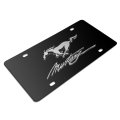 Ford Mustang Pony And Script 3d Logo Black Stainless Steel License Plate Official Licensed