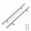 Flexzion 1 Pack Kitchen Cabinet Handles Silver Drawer Pulls 16 Inch 10 Hole Center Stainless Steel T Bar With Satin Brushed 