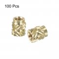 Uxcell Knurled Insert Nuts 100pcs M3 X 6mm L 5mm Od 3d Printing Brass Female Threadeds Heat Set Insert Embedment
