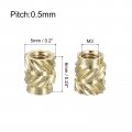 Uxcell Knurled Insert Nuts 100pcs M3 X 6mm L 5mm Od 3d Printing Brass Female Threadeds Heat Set Insert Embedment