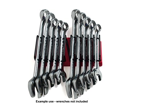 Red Metal Wrench Organizer For 11 Wrenches Tabletop Single Shelf Powder Coated Adjustable Style