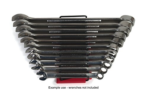 Red Metal Wrench Organizer For 11 Wrenches Tabletop Single Shelf Powder Coated Adjustable Style
