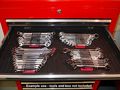 Red Metal Wrench Organizer For 11 Wrenches Tabletop Single Shelf Powder Coated Adjustable Style