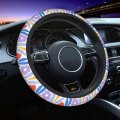 Foruidea Colorful Flower Floral Doodle Car Steering Wheel Cover Neoprene Automotive Anti Slip And Sweat Absorption Auto Wrap