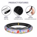 Foruidea Colorful Flower Floral Doodle Car Steering Wheel Cover Neoprene Automotive Anti Slip And Sweat Absorption Auto Wrap