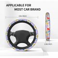 Foruidea Colorful Flower Floral Doodle Car Steering Wheel Cover Neoprene Automotive Anti Slip And Sweat Absorption Auto Wrap