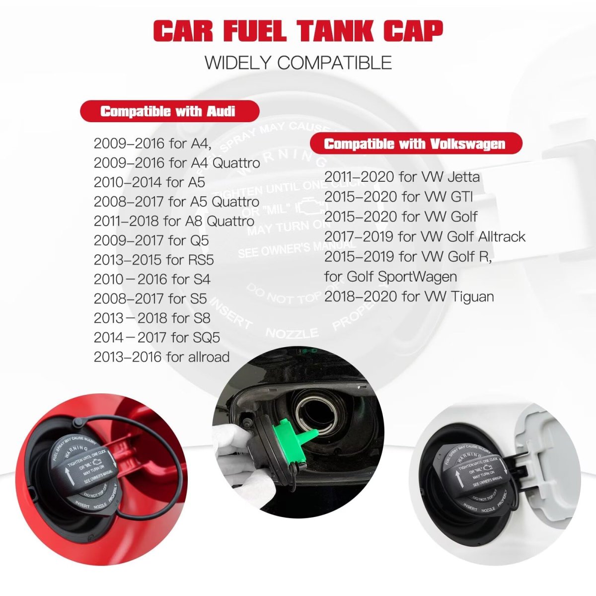 Fuel Cap 5c0-201-550-t For Vw Audi Jetta G Olf Gti Tiguan A4 A5 Q5 2011-2020