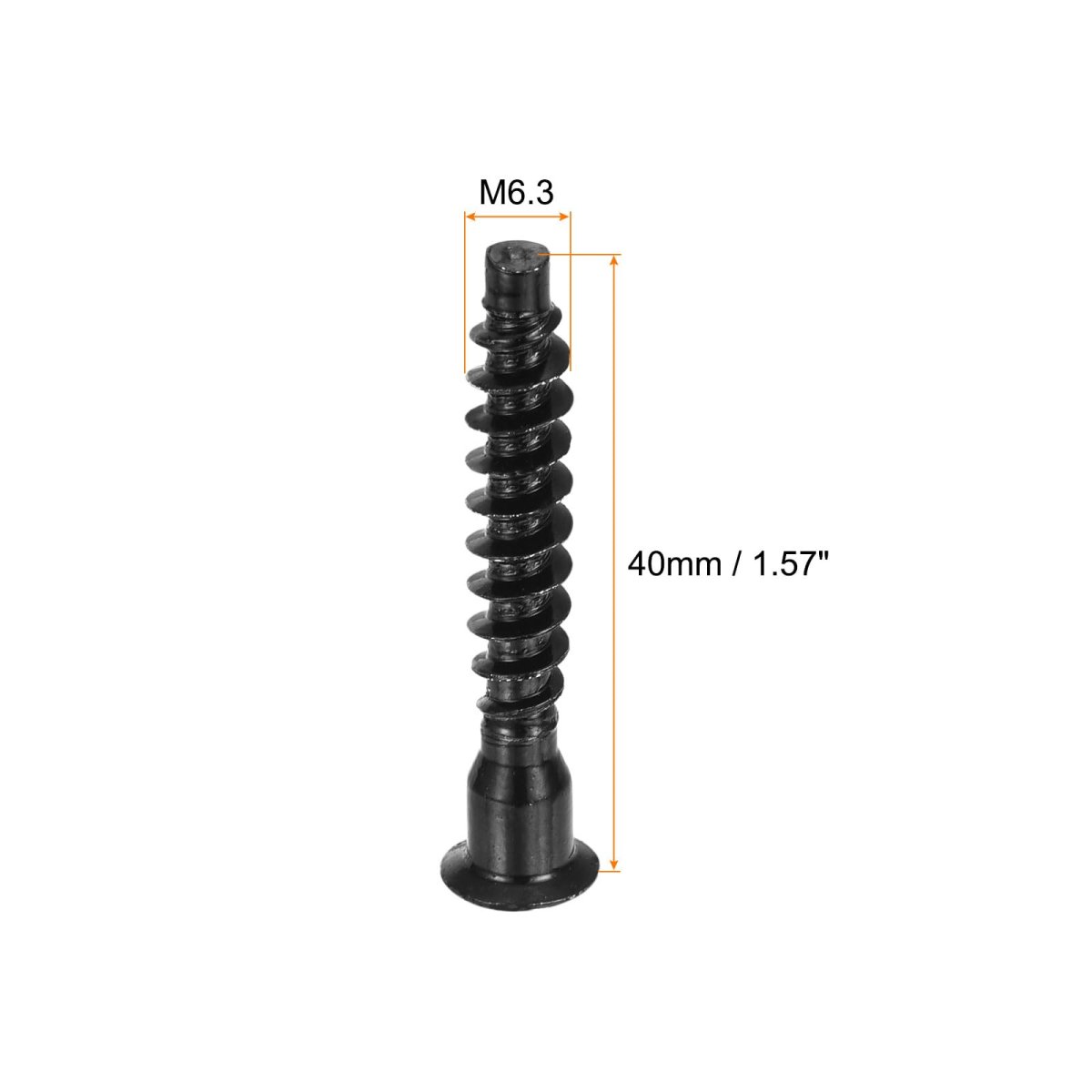50pcs M6 3x40mm Hex Socket Countersunk Head Self Tapping Connecting Screws Carbon Steel Furniture Confirmat Screw Black
