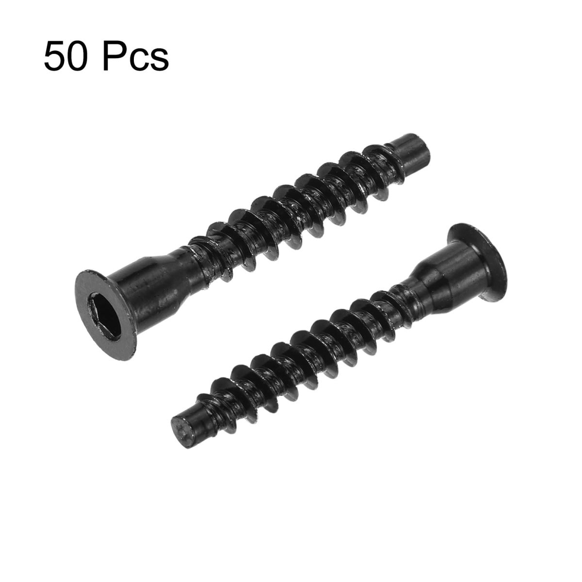 50pcs M6 3x40mm Hex Socket Countersunk Head Self Tapping Connecting Screws Carbon Steel Furniture Confirmat Screw Black