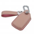 Real Leather Key Fob Cover With Keychain For Honda Civic Accord Pilot Cr-v Hr V 5 Buttons Ridgeline Passport 