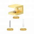Uxcell Glass Shelf Clamp 2pcs Brass For 8-10mm Thick Adjustable Bracket Support Holder Gold