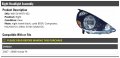 Marketplace Auto Parts Right Passenger Side Headlight Assembly Compatible With 2007-2008 Honda Fit Night Hawk Black Code B92p