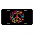 Muishi Colourful Flowers Peace Sign Decorative Car Front License Plate Vanity Tag Metal Aluminum Novelty For Men Women Boy 