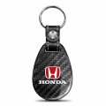 Ipick Image Compatible With Honda Logo In Red Real Black Carbon Fiber Leather Strap Large Tear Drop Key Chain